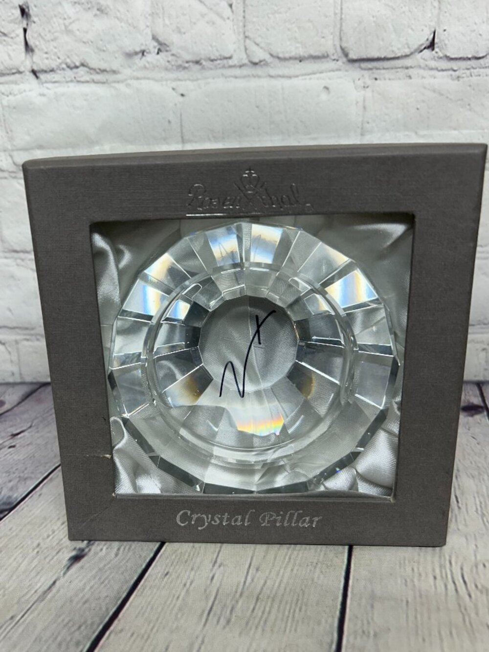 Rosenthal Crystal Pillar Candle Holder Modernist in Original Box